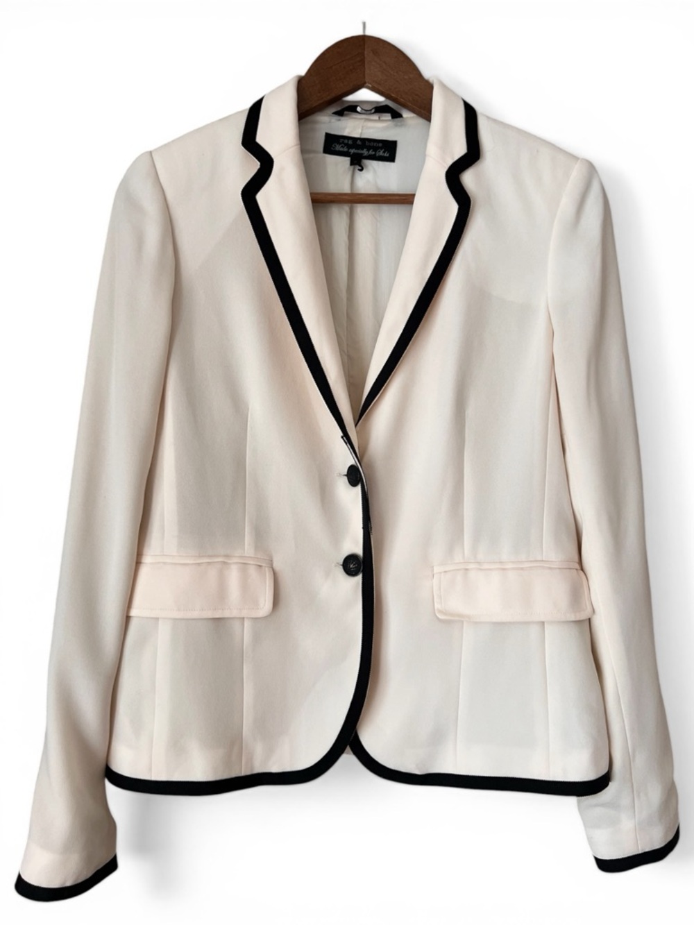 rag & bone Schoolboy Blazer Sz 6 Ivory Black Jacket Academia Preppy‎ Collegiate